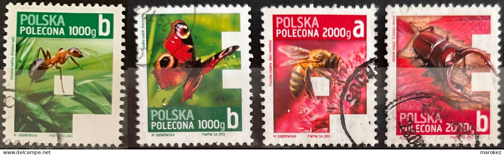 POLAND 2013 Fauna - Insects 4 Postally Used Stamps MICHEL # 4639,4640,4643,4644 - Gebraucht