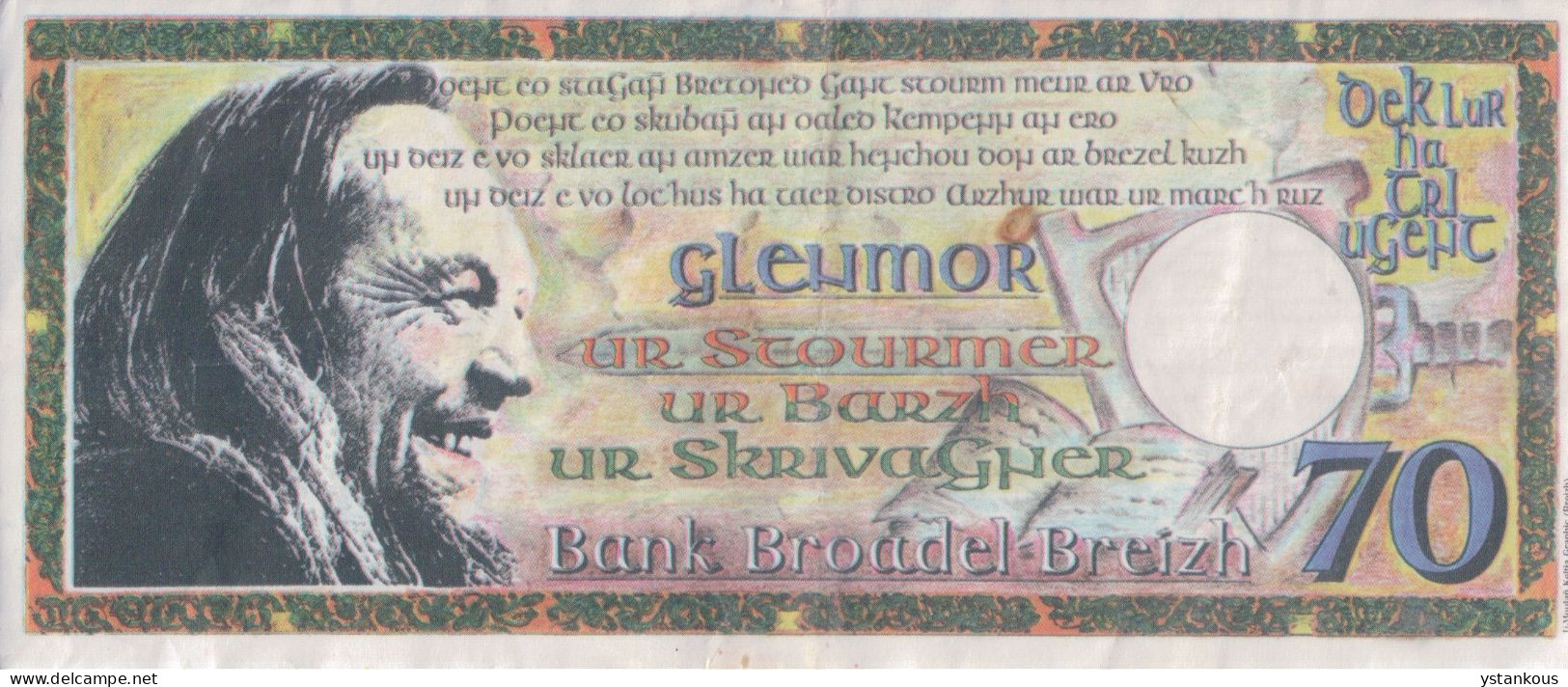 Billet De 70 Lur De La Bank Broadel Breizh. - Altri & Non Classificati