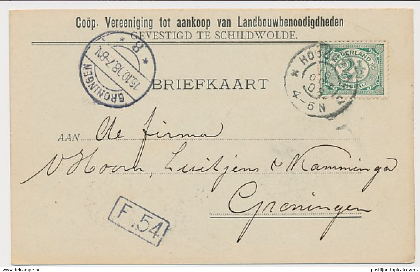 Briefkaart Schildwolde 1908 - Coop. Ver. Landbouwbenodigheden - Non Classés