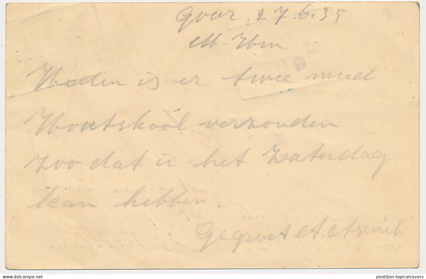 Spoorweg Poststuk Goor - Schiedam 1935 - Unclassified