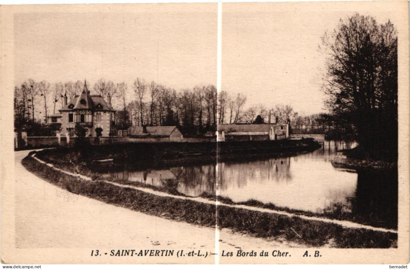 SAINT AVERTIN .LES BORDS DU CHER .    Photo Ancienne Du Quai Carnot . Commentaires  (Trait Blanc  Pas Sur L'original ) - Saint-Avertin