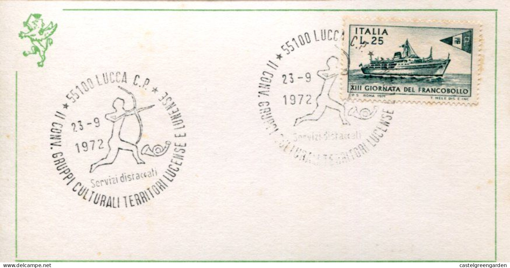 X0238 Italia Special Postmark 1972 Lucca,cultural Group,prehistoric Man,archery Man. - Ohne Zuordnung