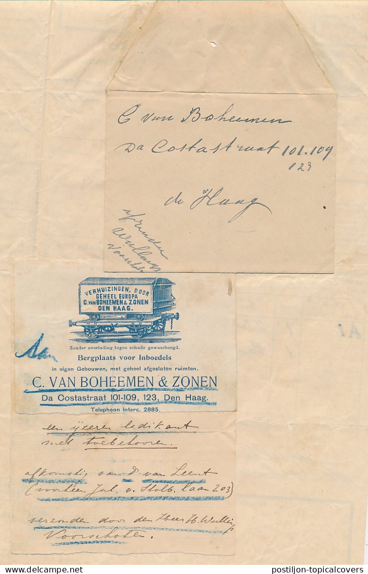 Vrachtbrief H.IJ.S.M. Voorschoten - Den Haag 1914 - Incl. Brief  - Ohne Zuordnung
