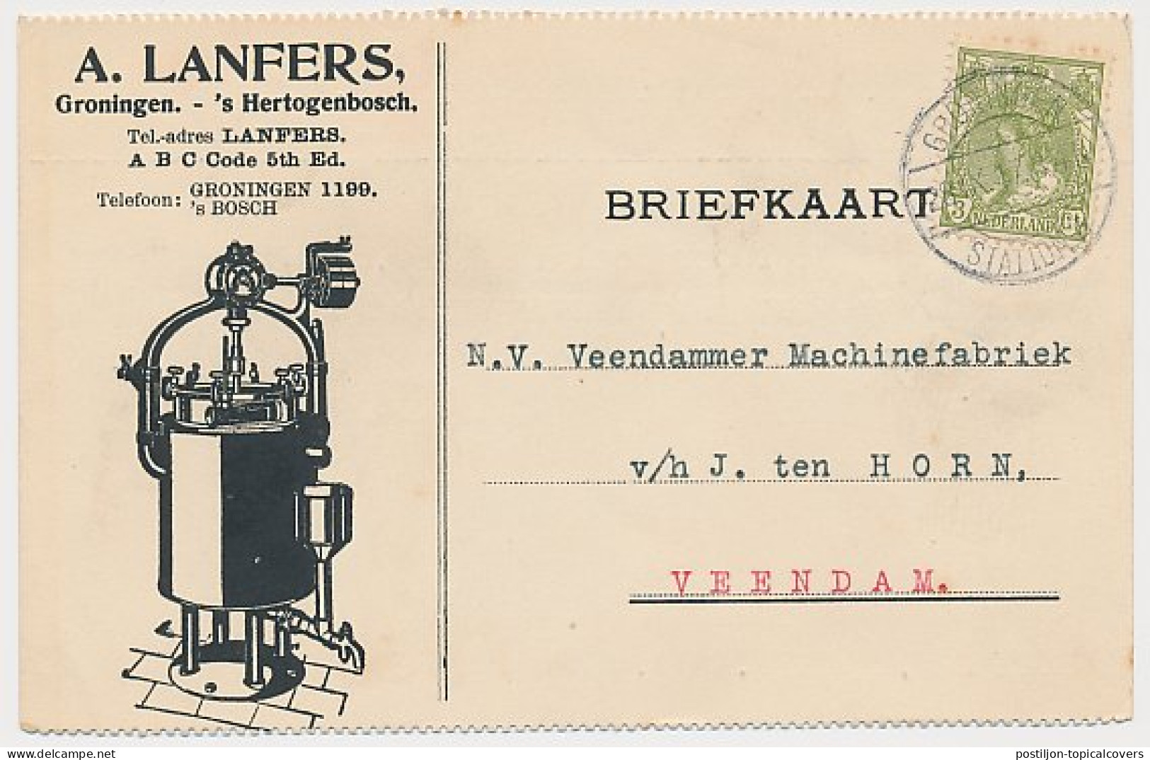 Firma Briefkaart Groningen 1917 - Ketel - Zonder Classificatie