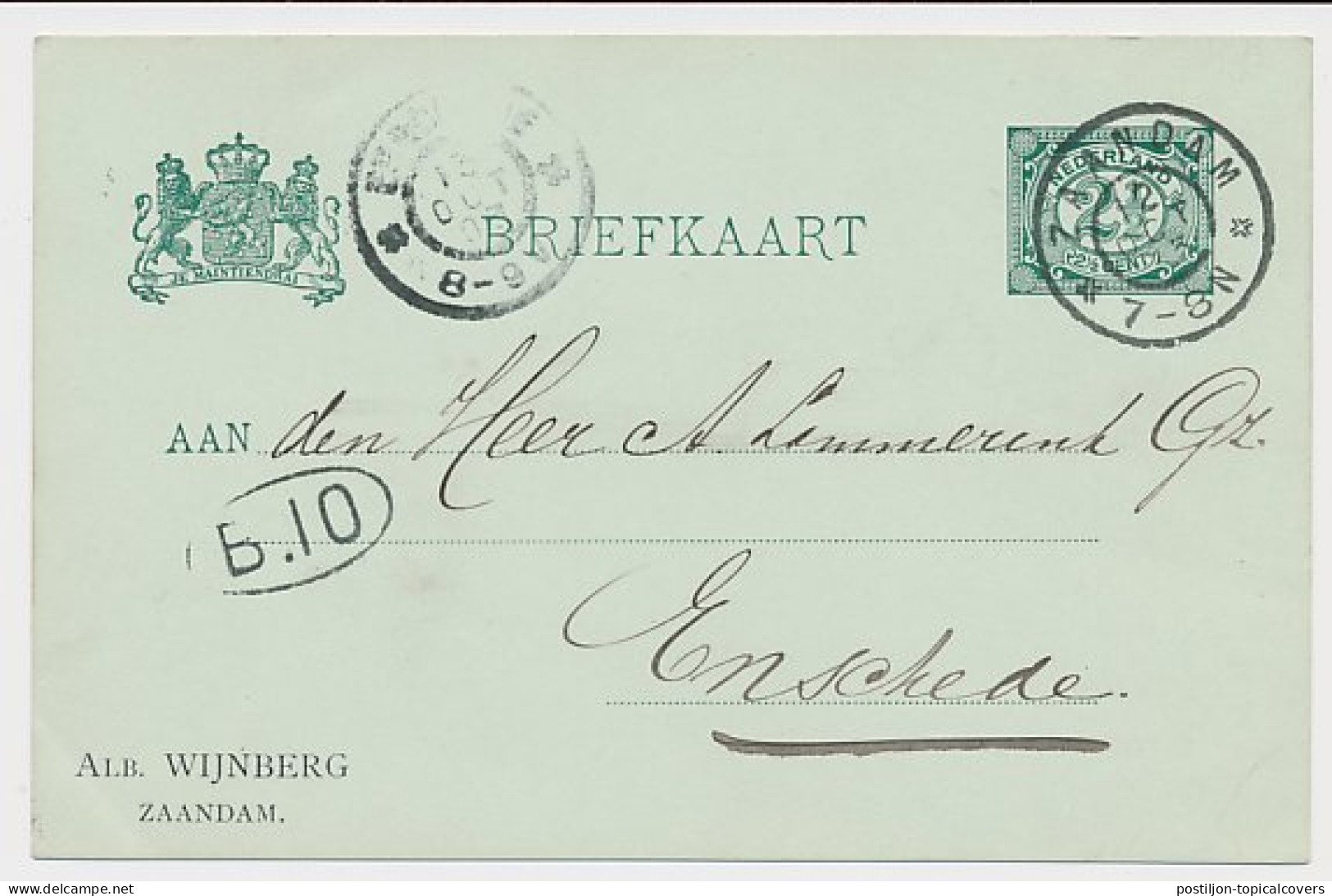 Briefkaart G. 55 Particulier Bedrukt Zaandam 1903 - Postal Stationery
