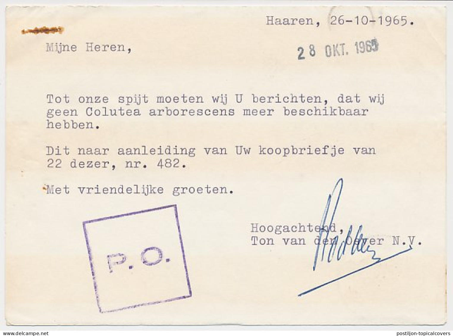 Firma Briefkaart Haaren 1965 - Boomkwekerij - Unclassified
