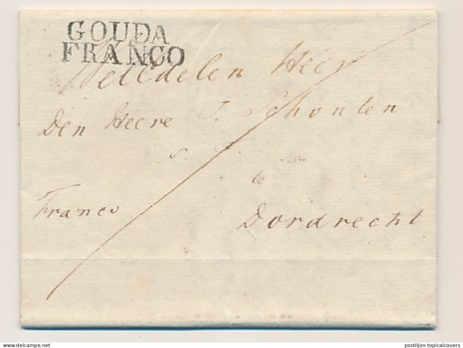 GOUDA FRANCO - Dordrecht 1824 - Vrijmetselarij - ...-1852 Préphilatélie