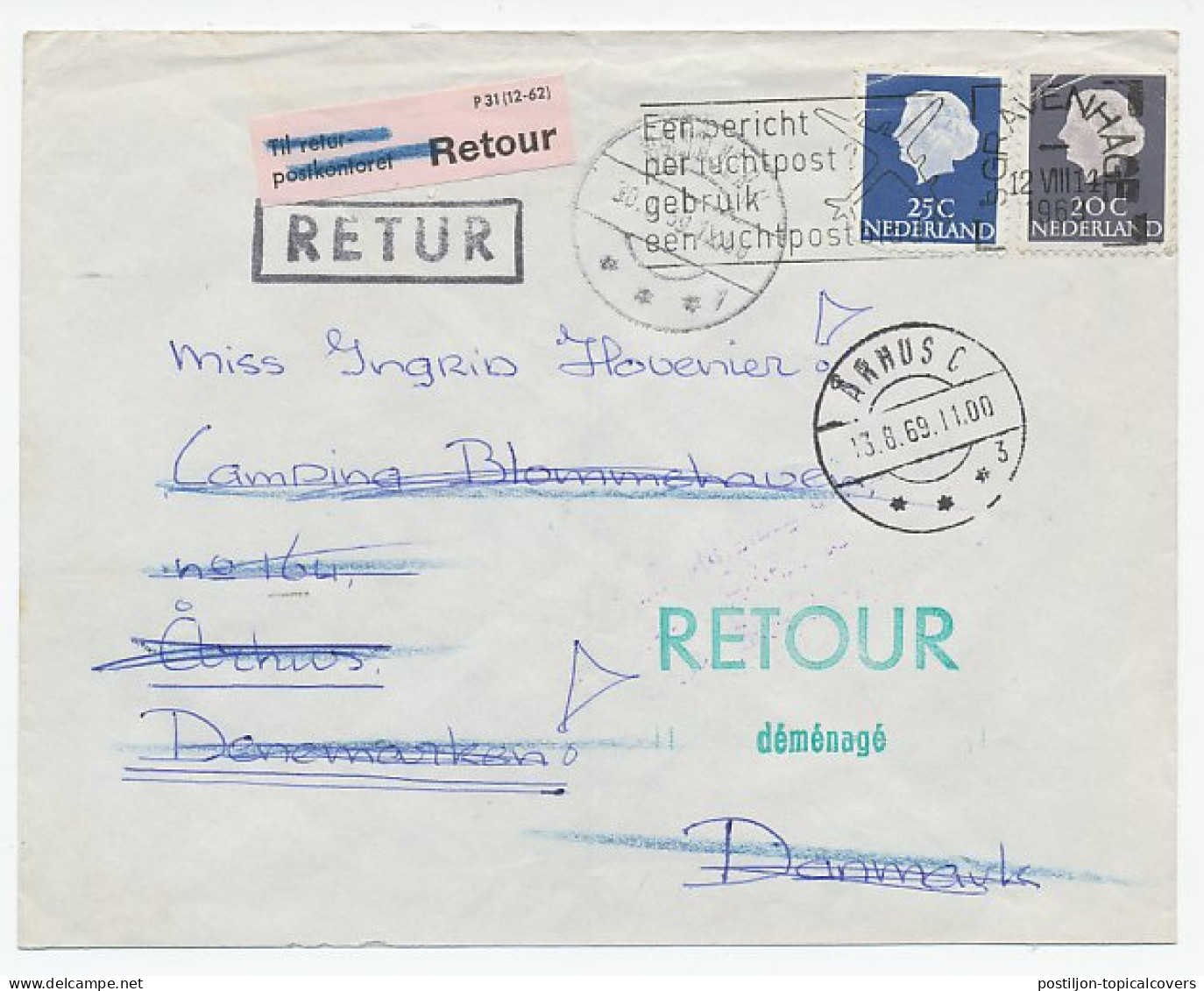 Den Haag - Denemarken 1969 - Onbestelbaar - Retour - Zonder Classificatie