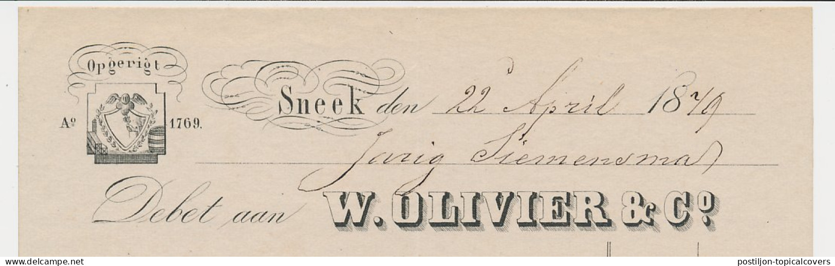 Nota Sneek 1879 - W. Olivier  - Netherlands