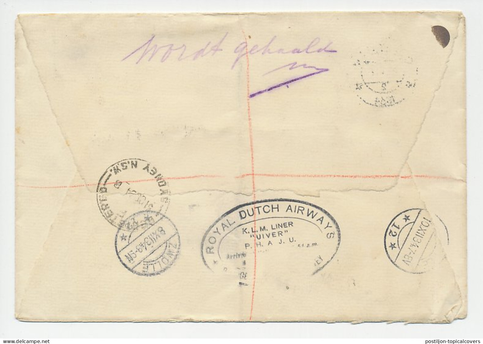 VH B 99 Australie - Zwolle 1934 - Verzamelenvelop KLM Agent - Non Classés