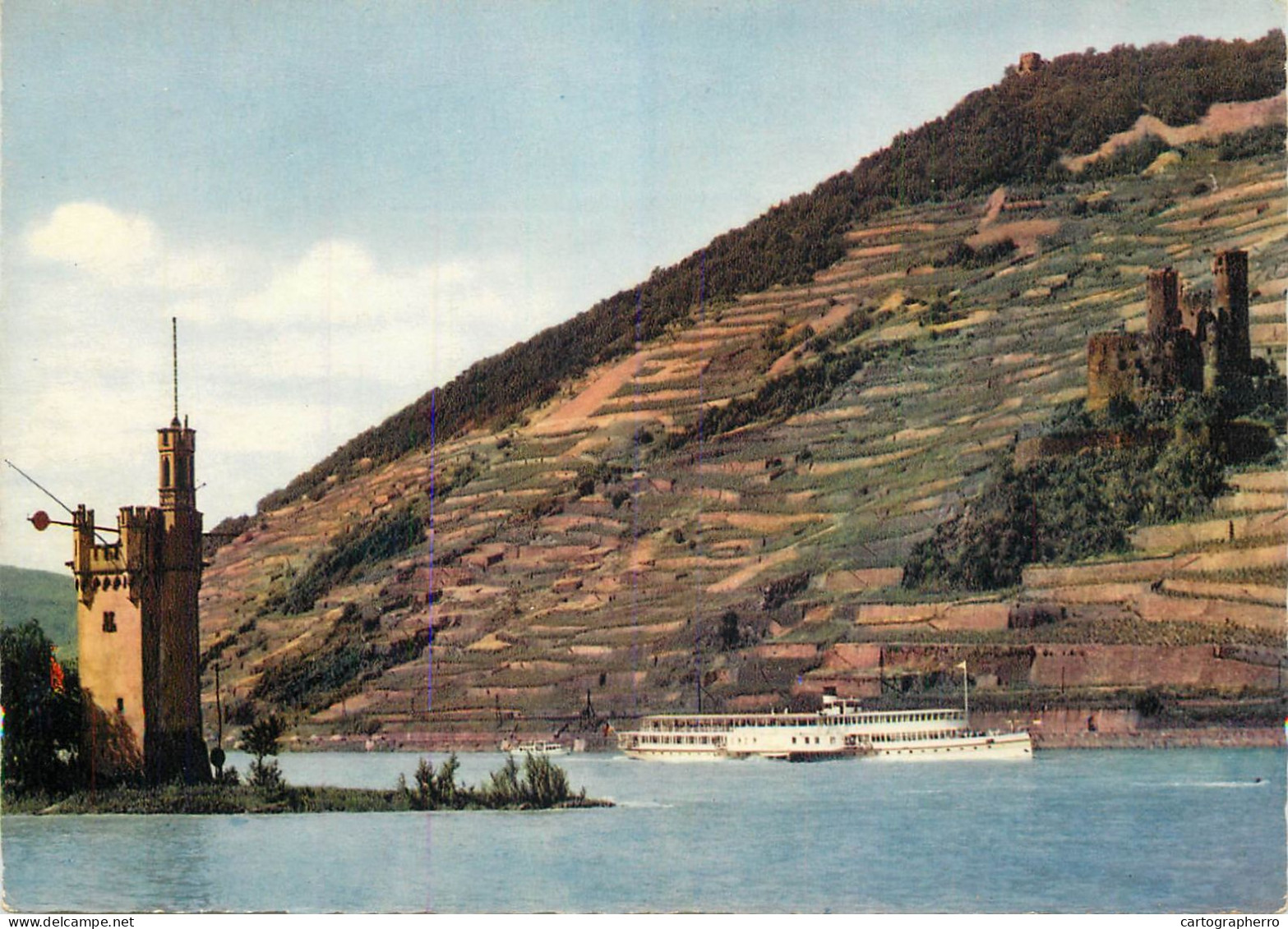 Navigation Sailing Vessels & Boats Themed Postcard Mauseturm Und Ruine Ehrenfels Bingen Am Rhein - Sailing Vessels