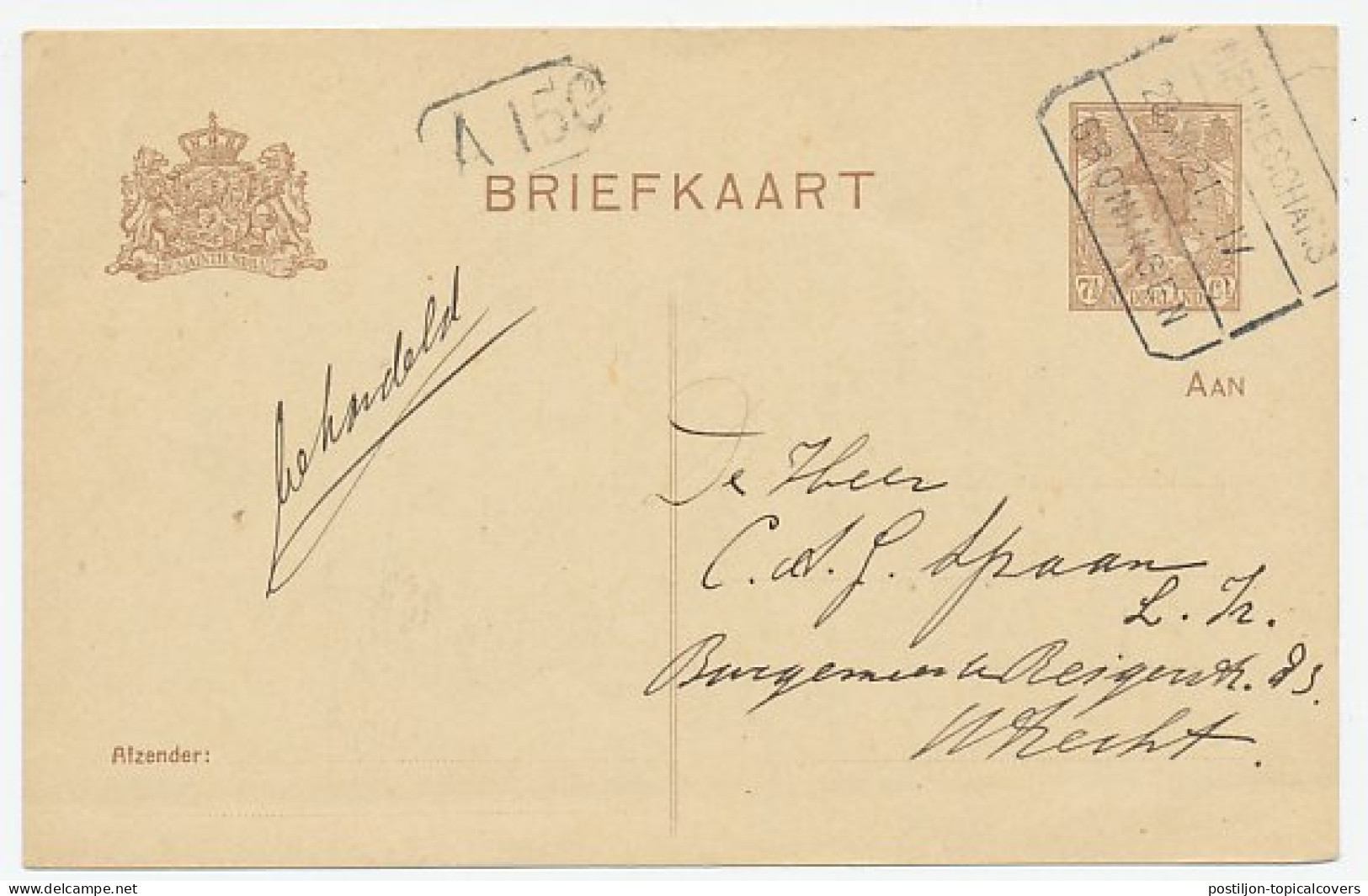 Treinblokstempel : Nieuweschans - Groningen IV 1921 - Non Classés