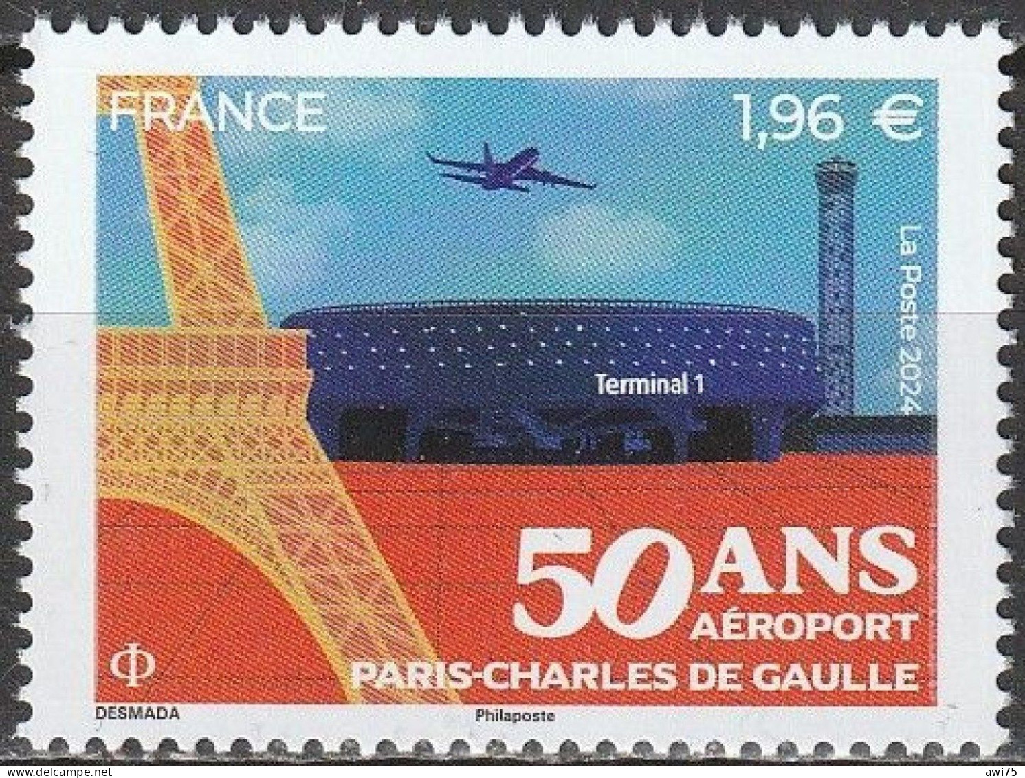 "50 Ans Aéroport Paris Charles De Gaulle" 2024 - Ongebruikt