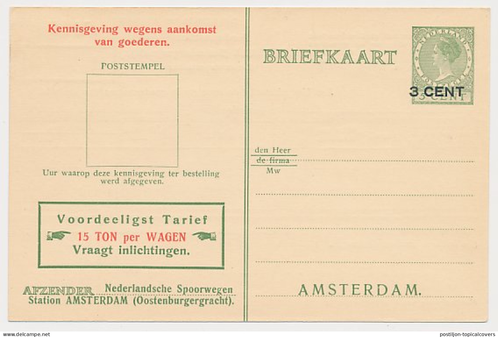 Spoorwegbriefkaart G. PNS 216 A - Material Postal