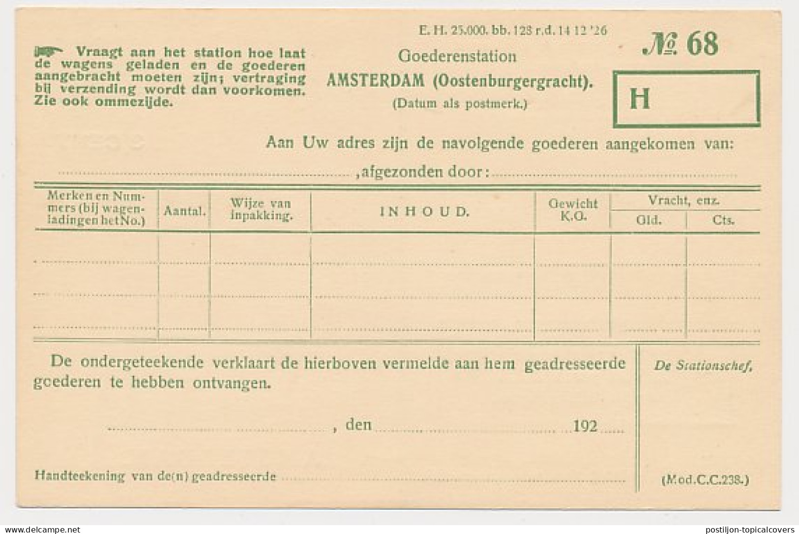 Spoorwegbriefkaart G. PNS 216 A - Material Postal