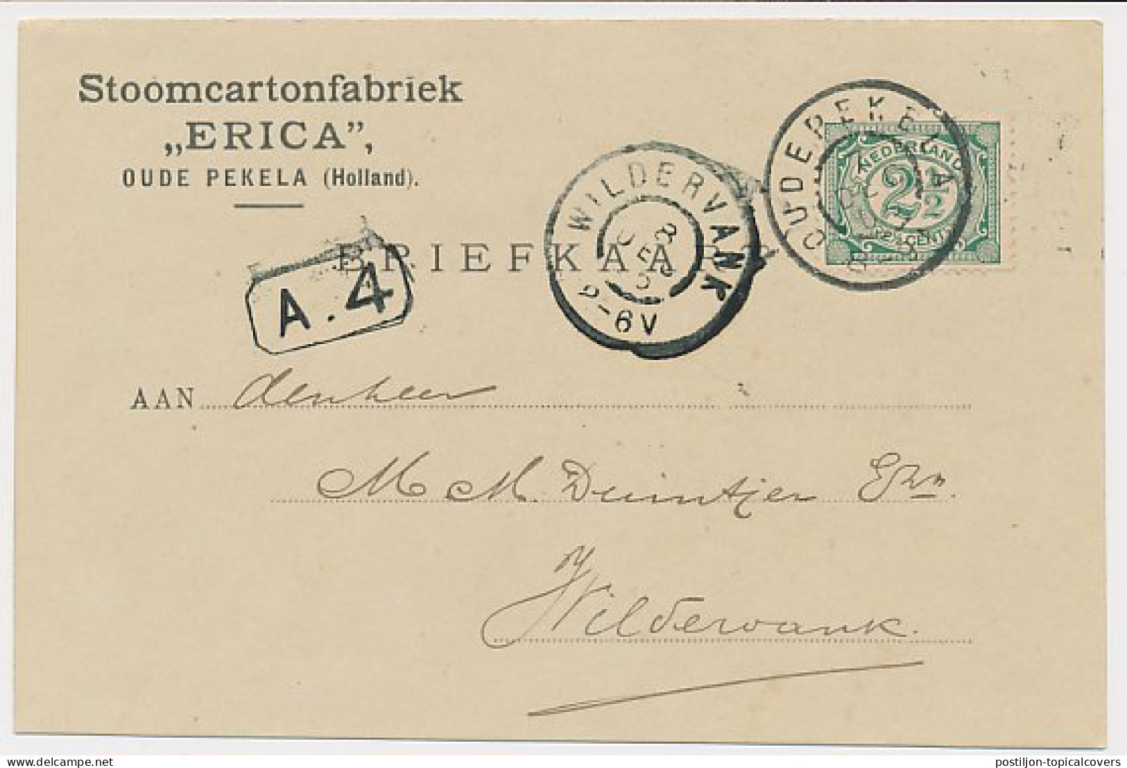 Firma Briefkaart Oude Pekela 1905 - Stoomcartonfabriek - Zonder Classificatie