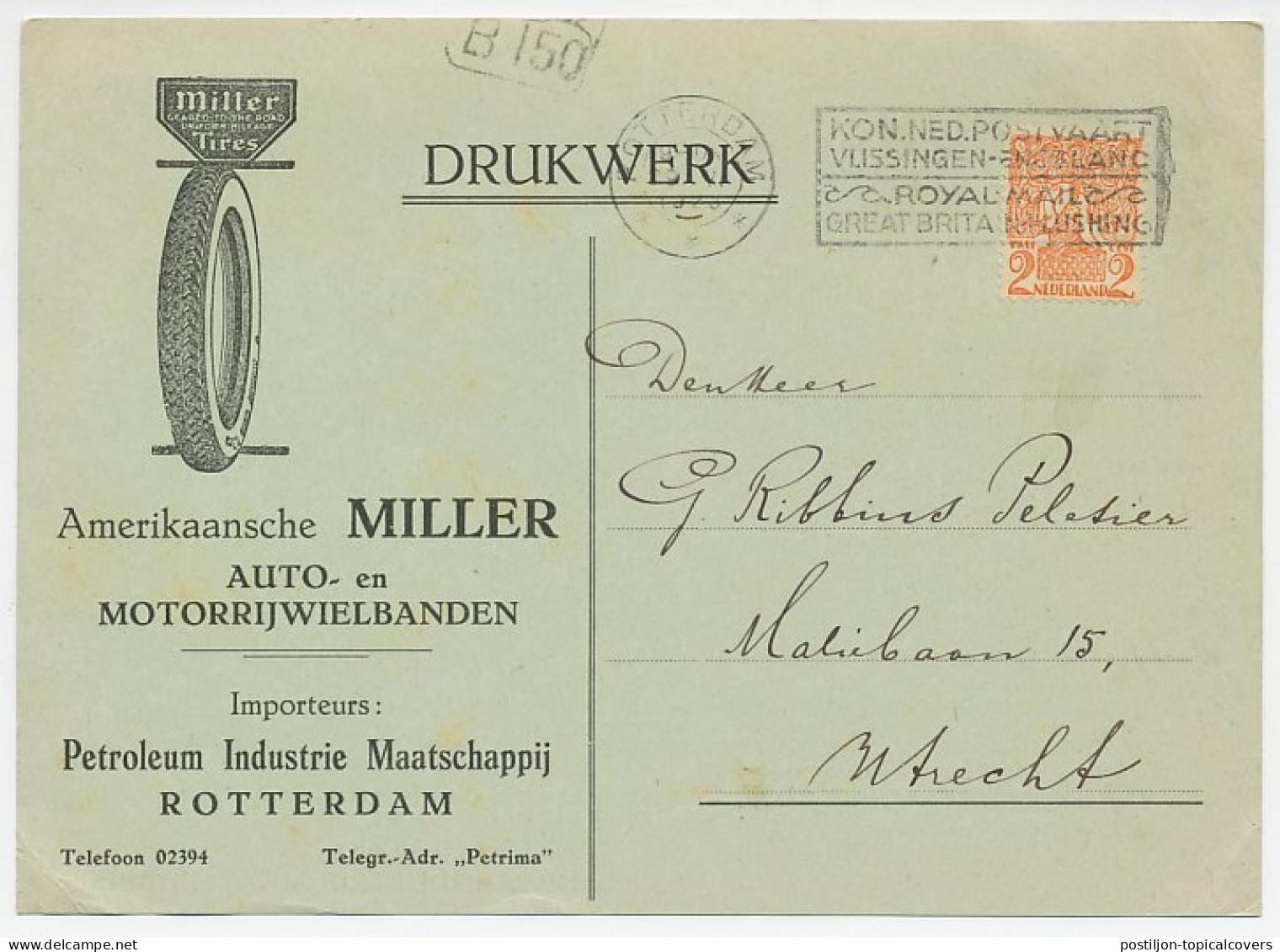 Firma Briefkaart Rotterdam 1923 - Auto- Motorrijwielbanden - Ohne Zuordnung