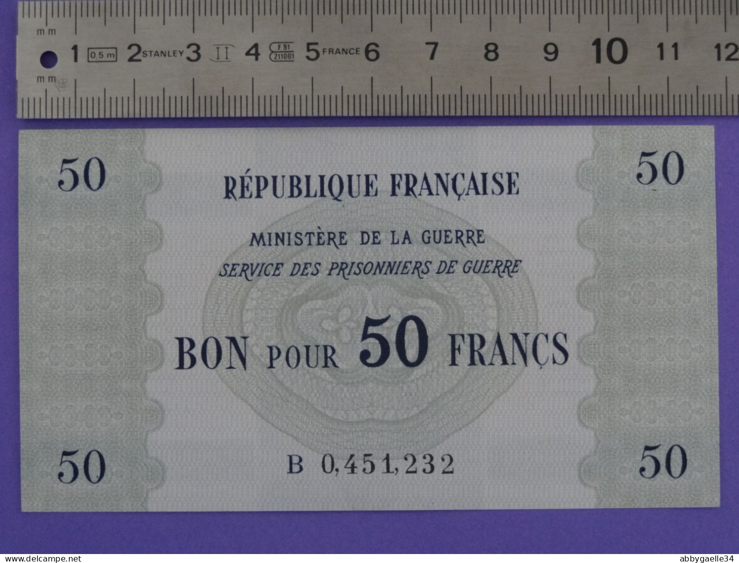 NEUF Bon Pour 50 Francs Service Des Prisonniers De Guerre Valable Dans Les Dépôts De L'Axe Guerre 39-45 WWII RARE - Bons & Nécessité