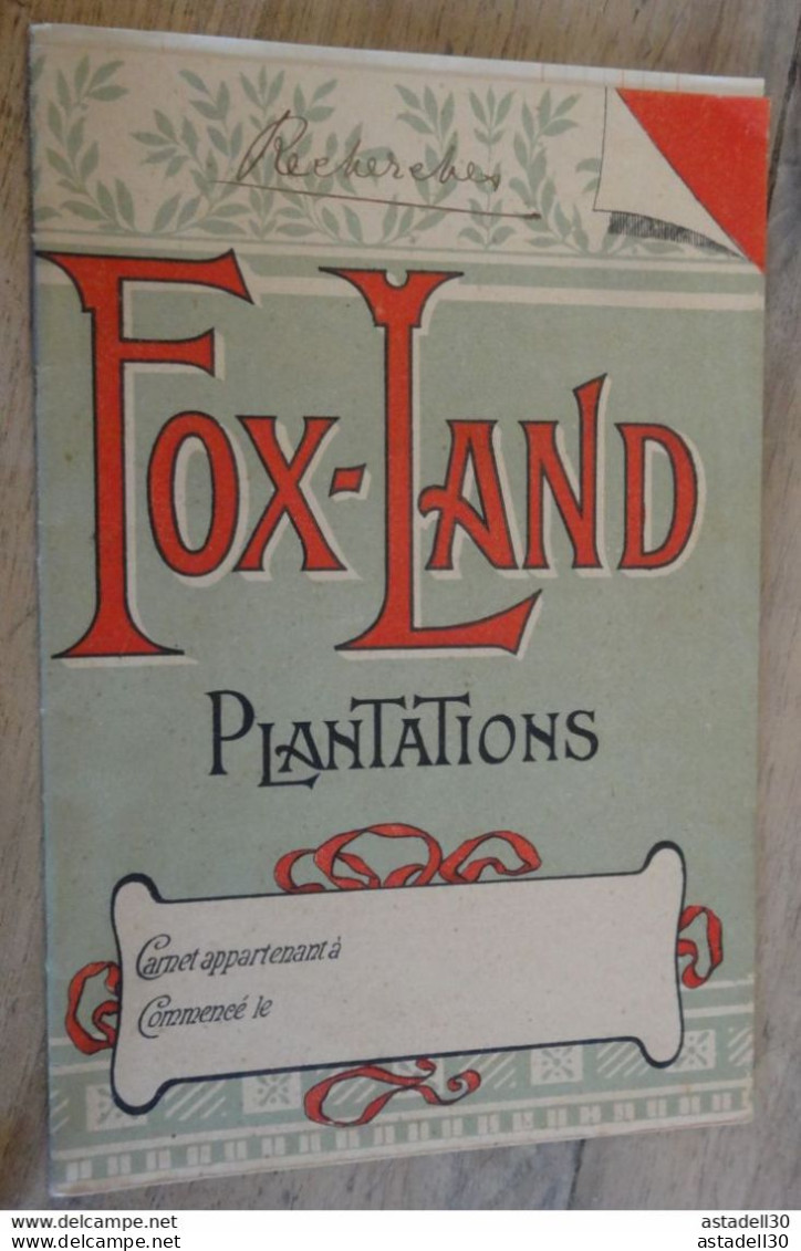 Joli Carnet Publicitaire FOX LAND PLANTATIONS, KINGSTOWN Rhum ........PHI ........ Caisse-23 - Reclame