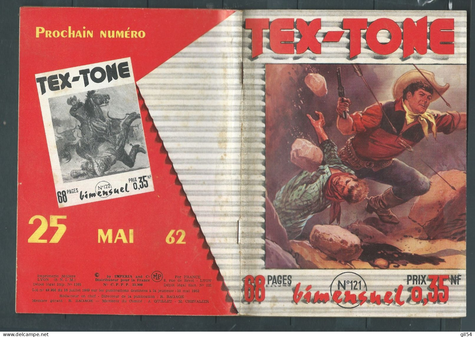 Tex-Tone  N° 121 - Bimensuel  " La Chance De Johnny Rand   " - D.L.  10 Mai 1962-   - Tex1002 - Kleine Formaat