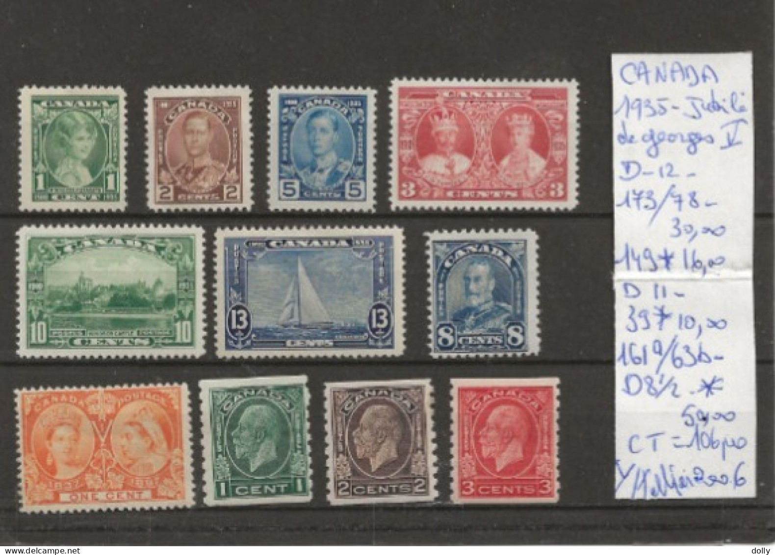 TIMBRE DU CANADA NEUF **/* DE 1935 JUBILE DE GEORGES V D 12  Nr VOIR SUR PAPIER AVEC TIMBRES COTE 106.00  € - Unused Stamps