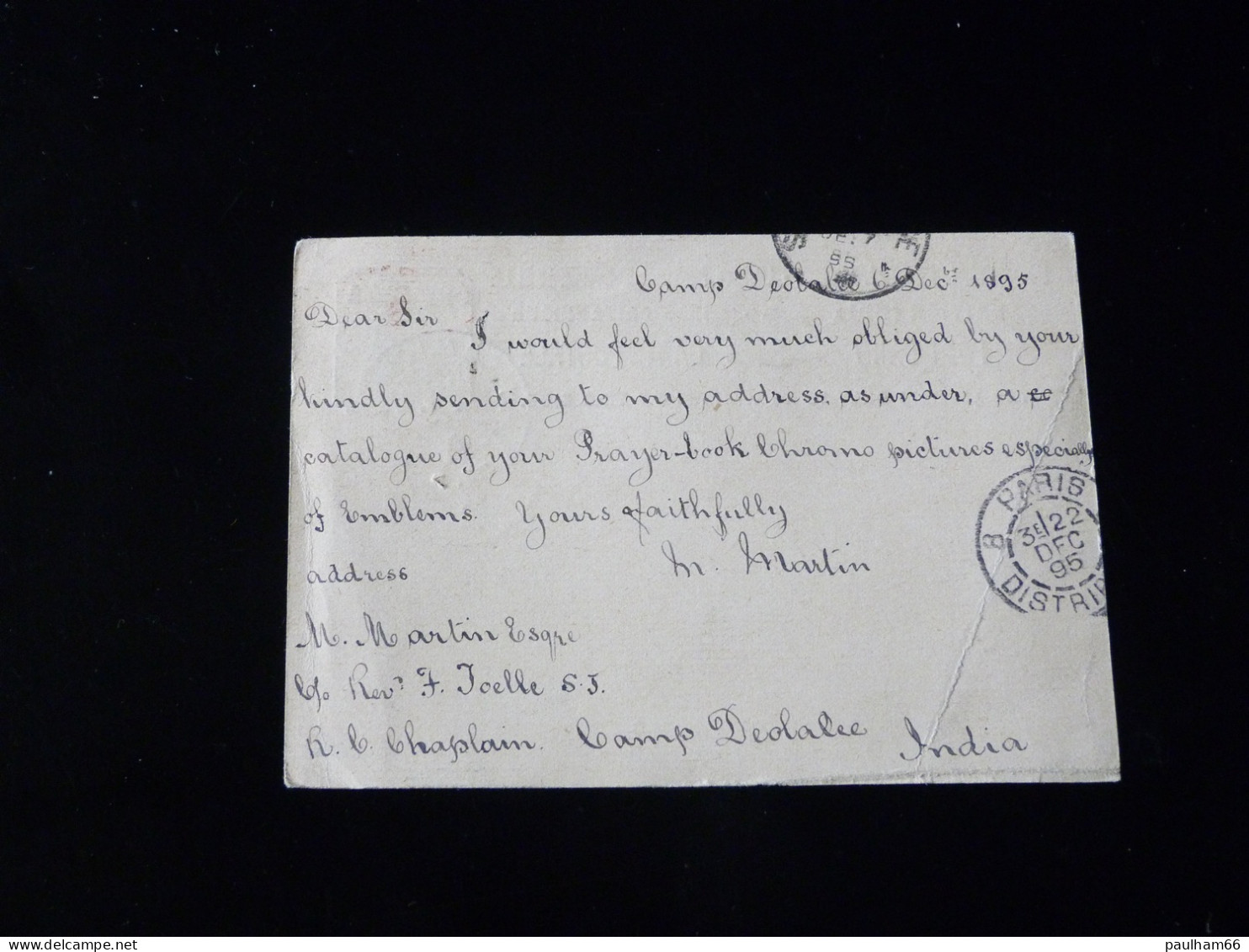 CARTE POSTALE - UNION POSTALE UNIVERSELLE  -  INDE BRITANNIQUE  -  1895 - 1882-1901 Imperium