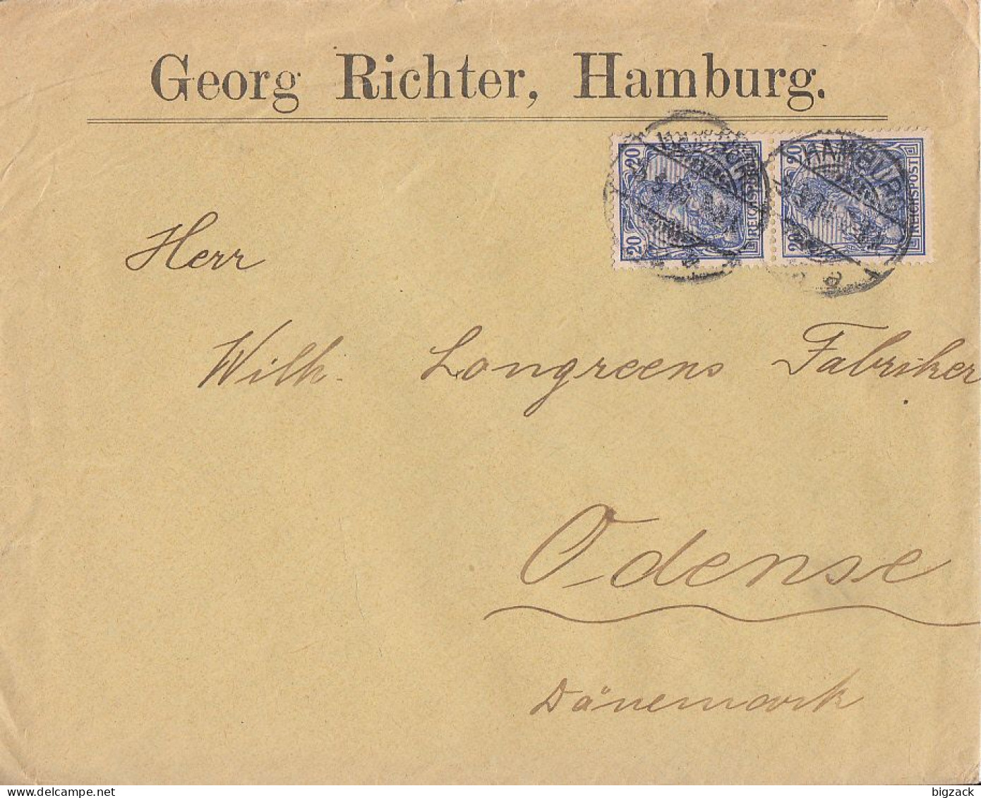 DR Brief Mef Minr.2x 57 Hamburg Gel. Nach Dänemark - Storia Postale