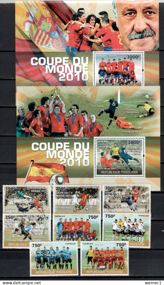 Togo 2010 Football Soccer World Cup Set Of 8 + 2 S/s MNH - 2010 – Sud Africa