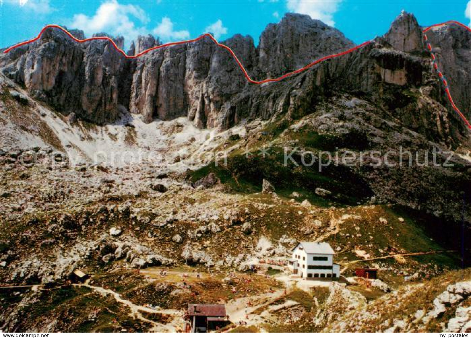 73789594 Dolomiti  Dolomiten IT Rifugio Roda Di Vael Con La Catene Della Roda Di - Autres & Non Classés