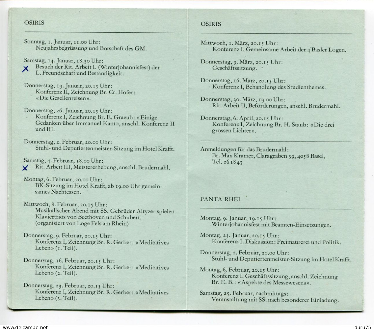 ALLEMAGNE Petit Dépliant 4 Volets ( Loge Franc Maçon Allemand ) Arbeits Kalender 1978 4 Basler Freimaurerlogen - Religion & Esotericism