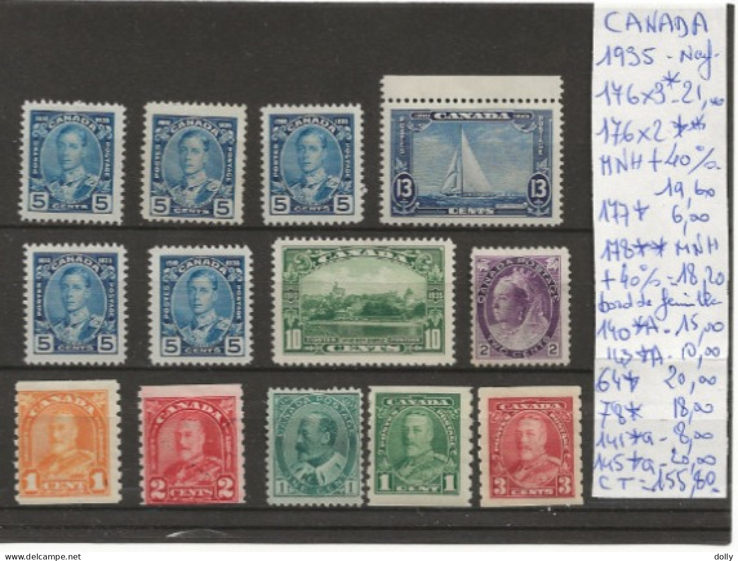 TIMBRE DU CANADA NEUF **/* DE 1935   Nr VOIR SUR PAPIER AVEC TIMBRES COTE 155.80  € - Nuevos