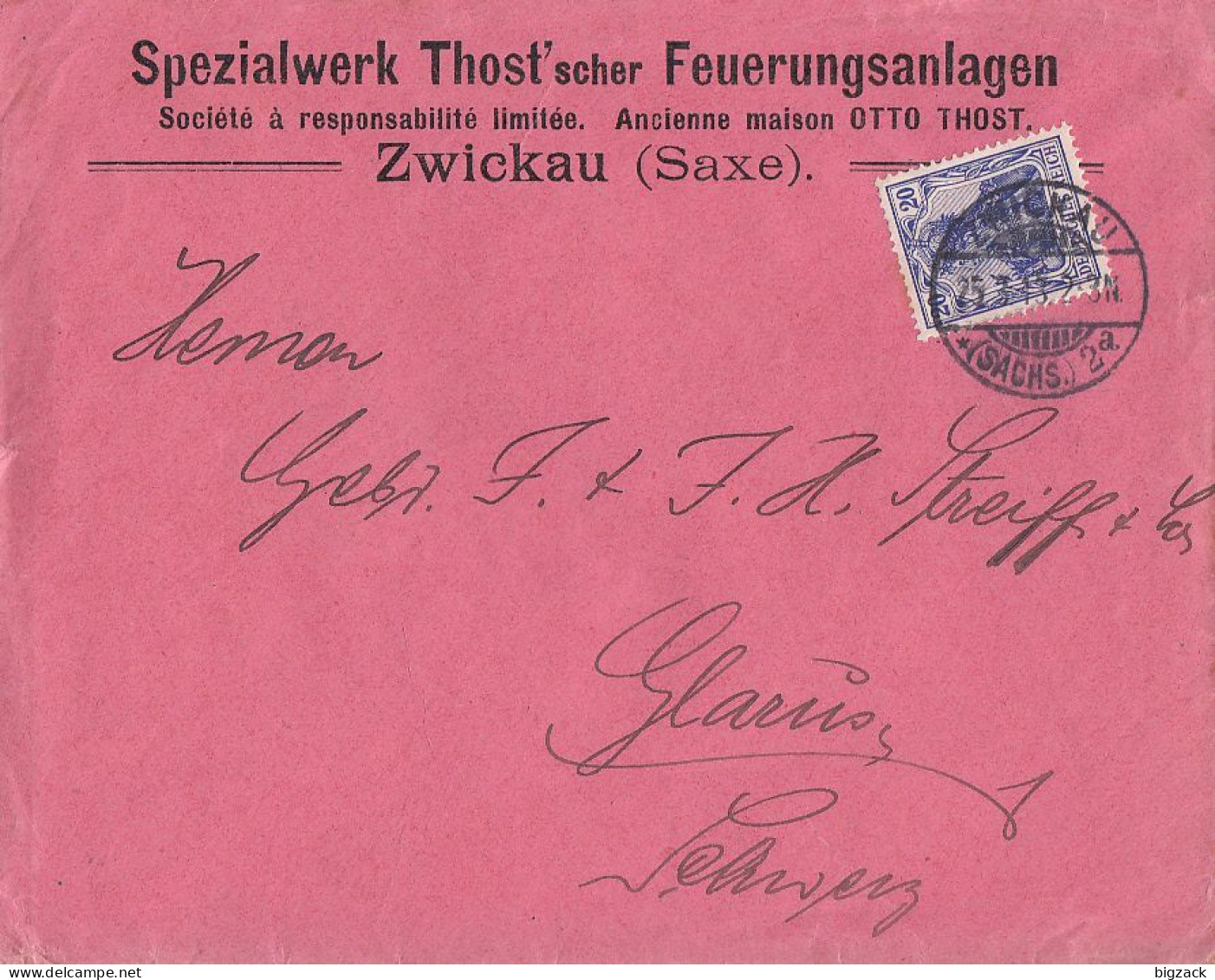 DR Werbebrief EF Minr.87I Zwickau 25.3.13 Gel. In Schweiz - Cartas & Documentos