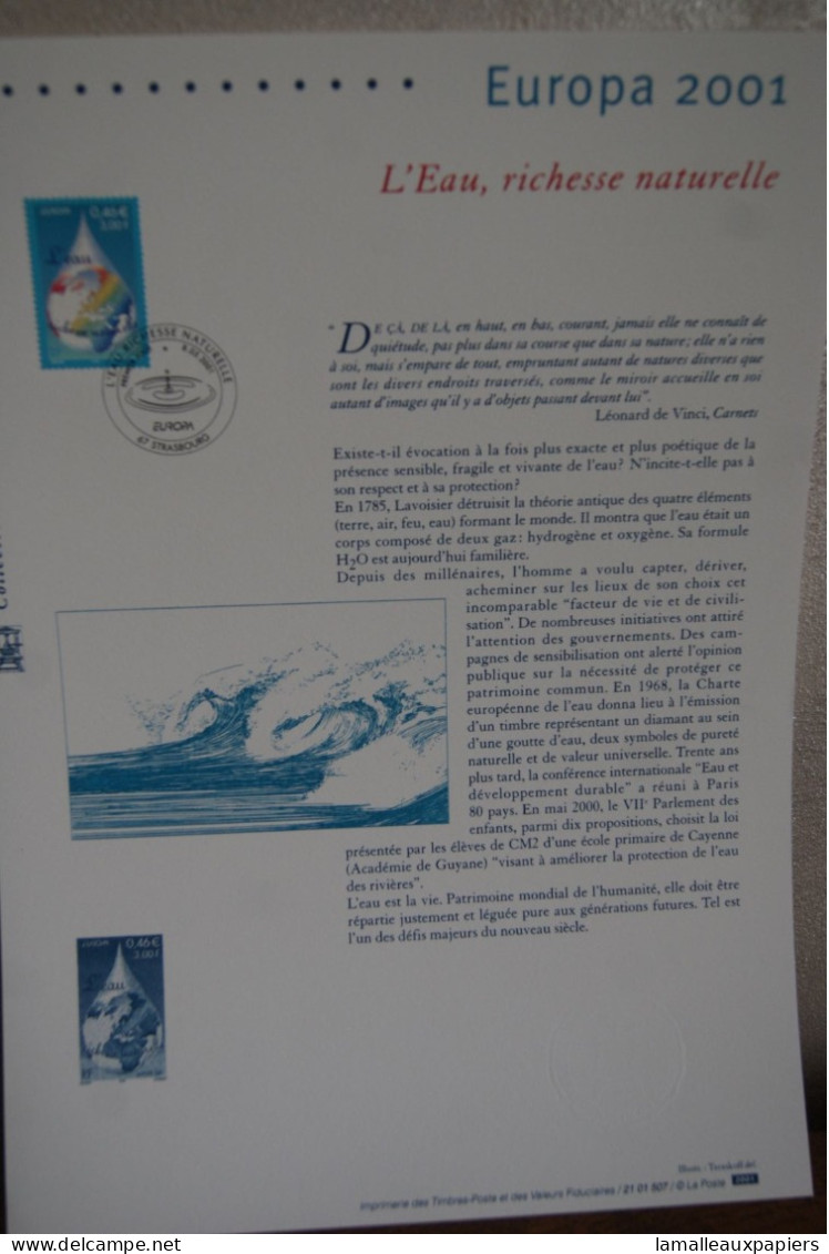 L'eau : Collection Historique Du Timbre Poste Français (2001) 1e JOUR - Protección Del Medio Ambiente Y Del Clima