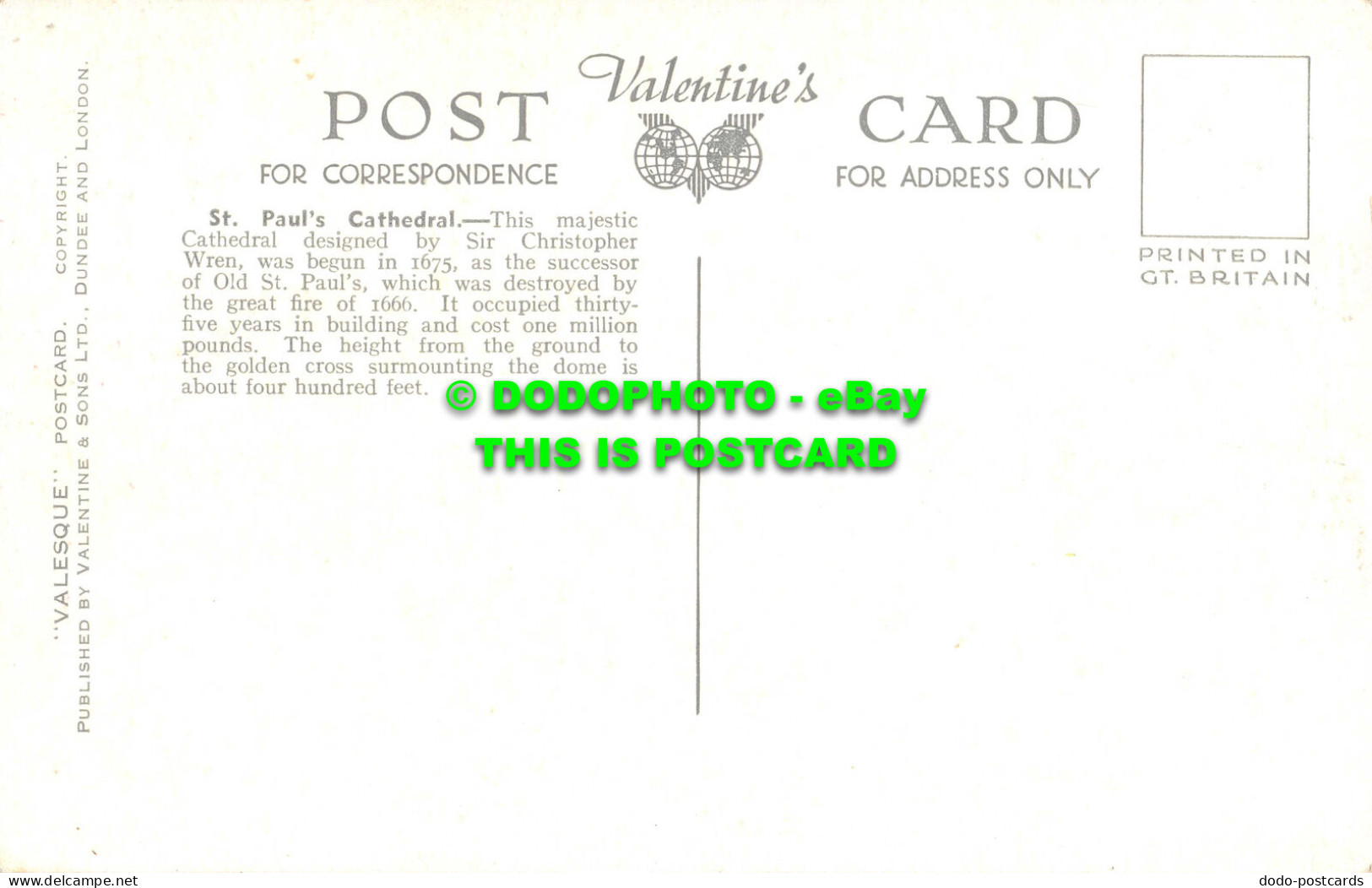 R529780 London. St. Paul Cathedral. Valentine. Valesque - Other & Unclassified