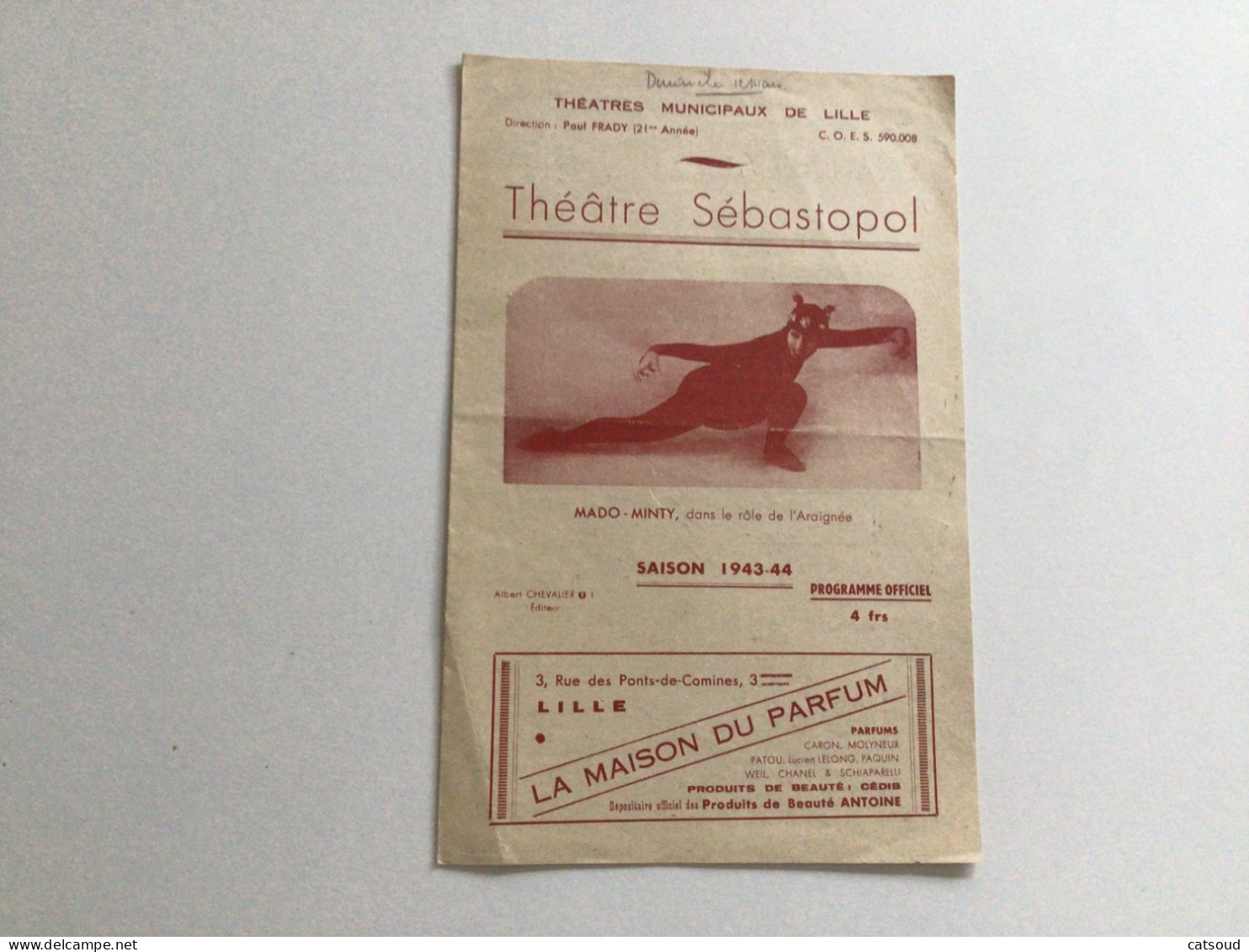 Ancien Programme De Théâtre (Saison 1943-44) Théâtre Sébastopol Grands Galas De Danse - Programmi