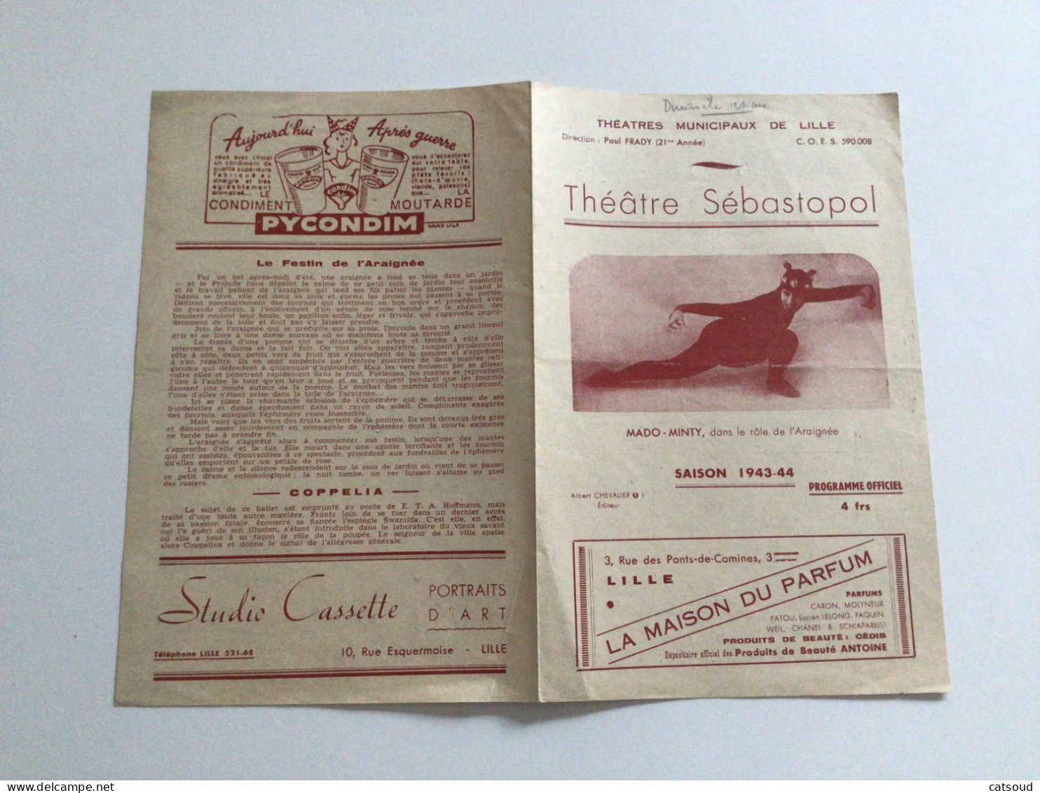 Ancien Programme De Théâtre (Saison 1943-44) Théâtre Sébastopol Grands Galas De Danse - Programmes