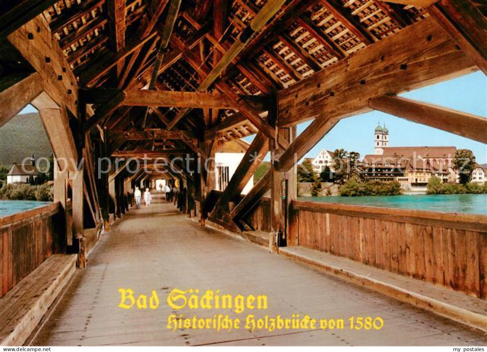 73789513 Bad Saeckingen Hochrhein Historische Holzbruecke Und Muenster St Fridol - Bad Säckingen