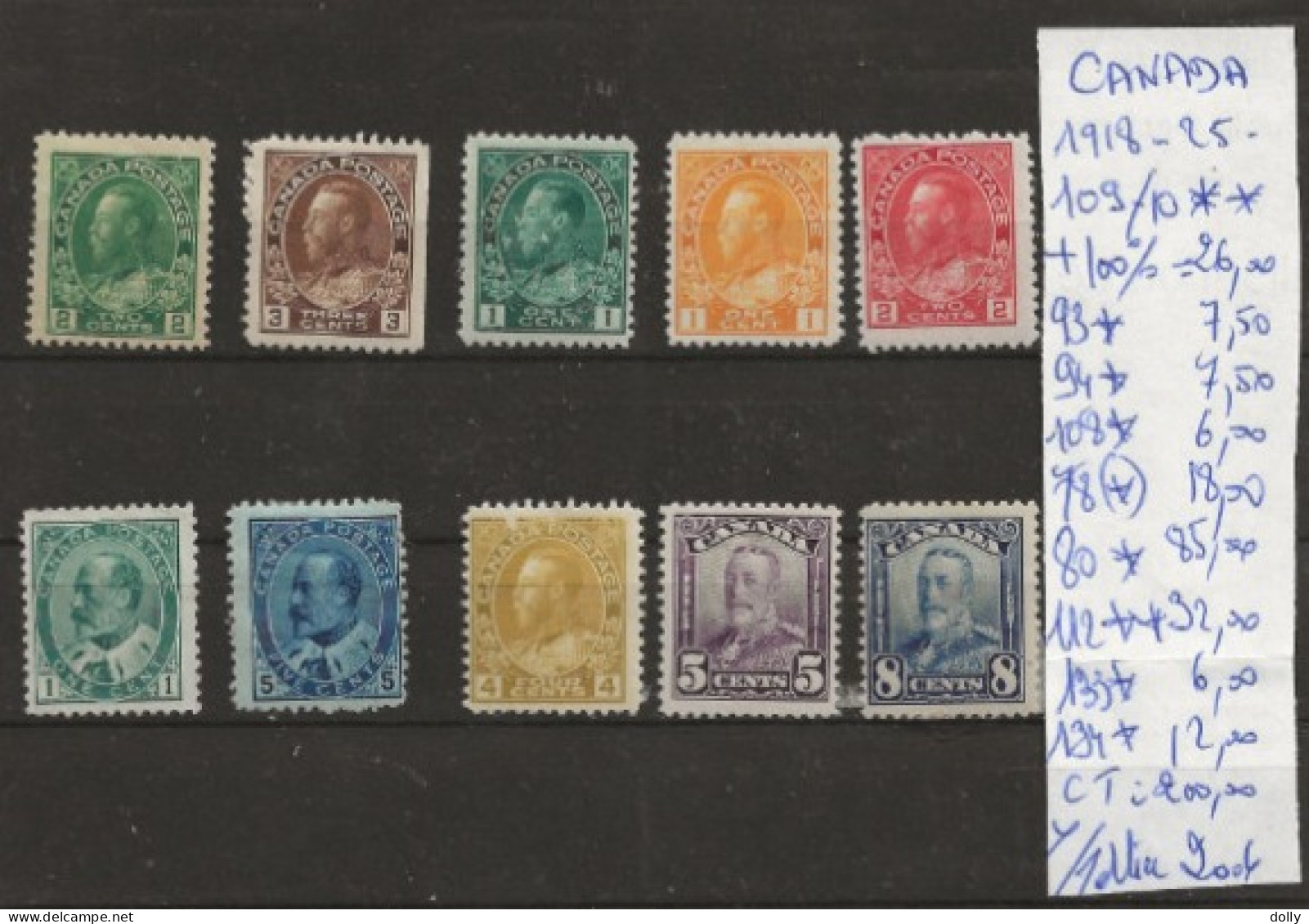 TIMBRE DU CANADA NEUF **/* DE 1918/25   Nr VOIR SUR PAPIER AVEC TIMBRES COTE 200.00  € - Nuevos