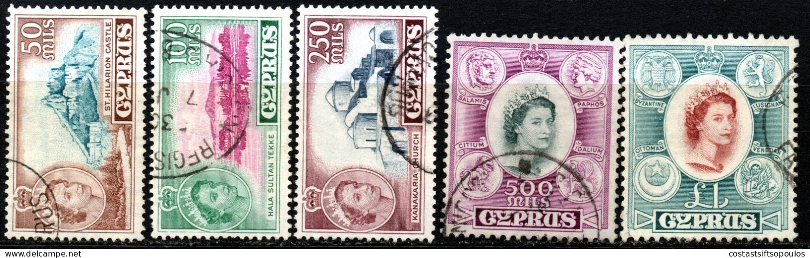 2958. CYPRUS 1955 DEFINITIVE HIGH VALUES SG.183-187 - Cyprus (...-1960)