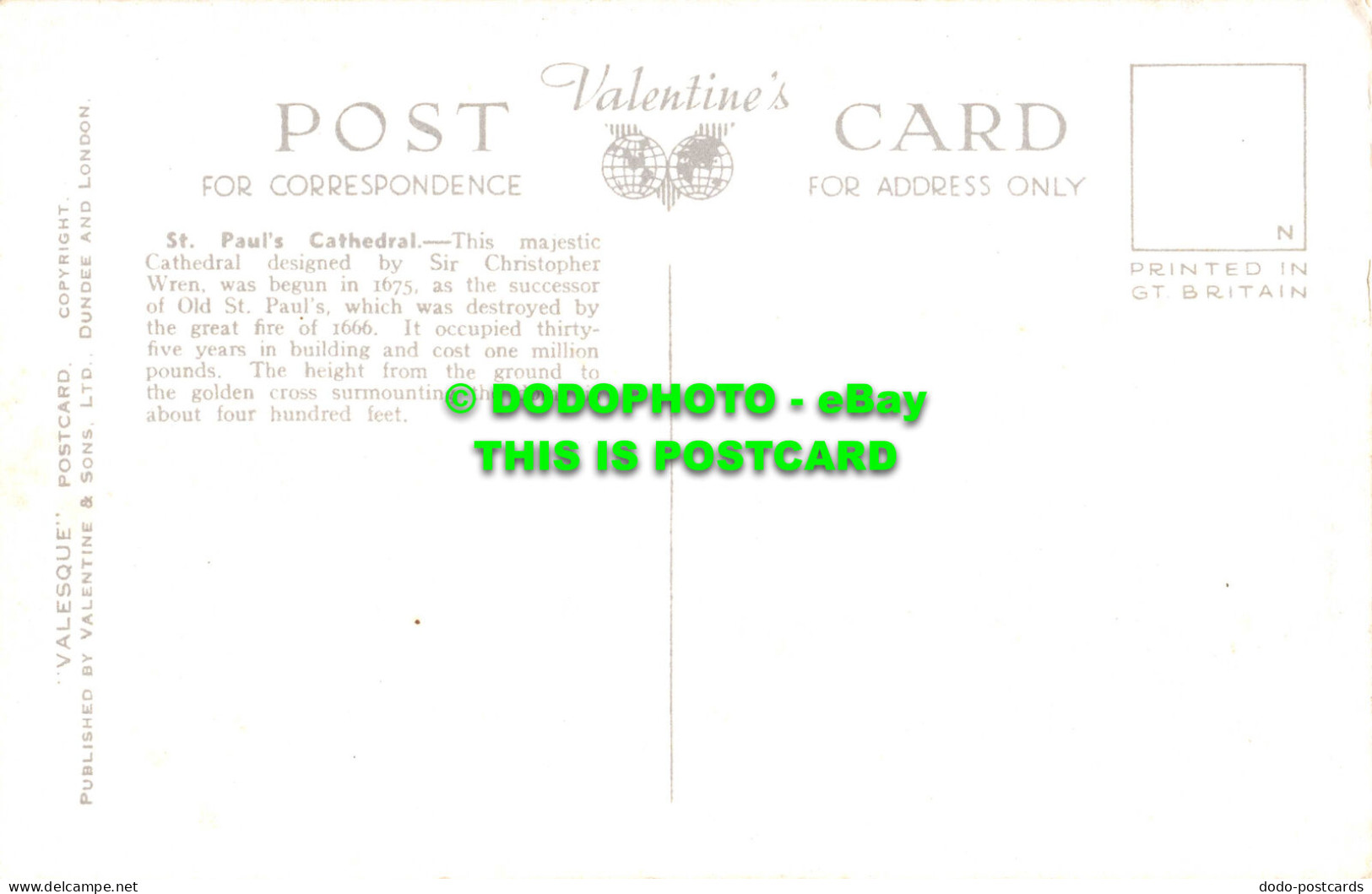 R529856 London. St. Paul Cathedral. Valentine. Valesque - Other & Unclassified