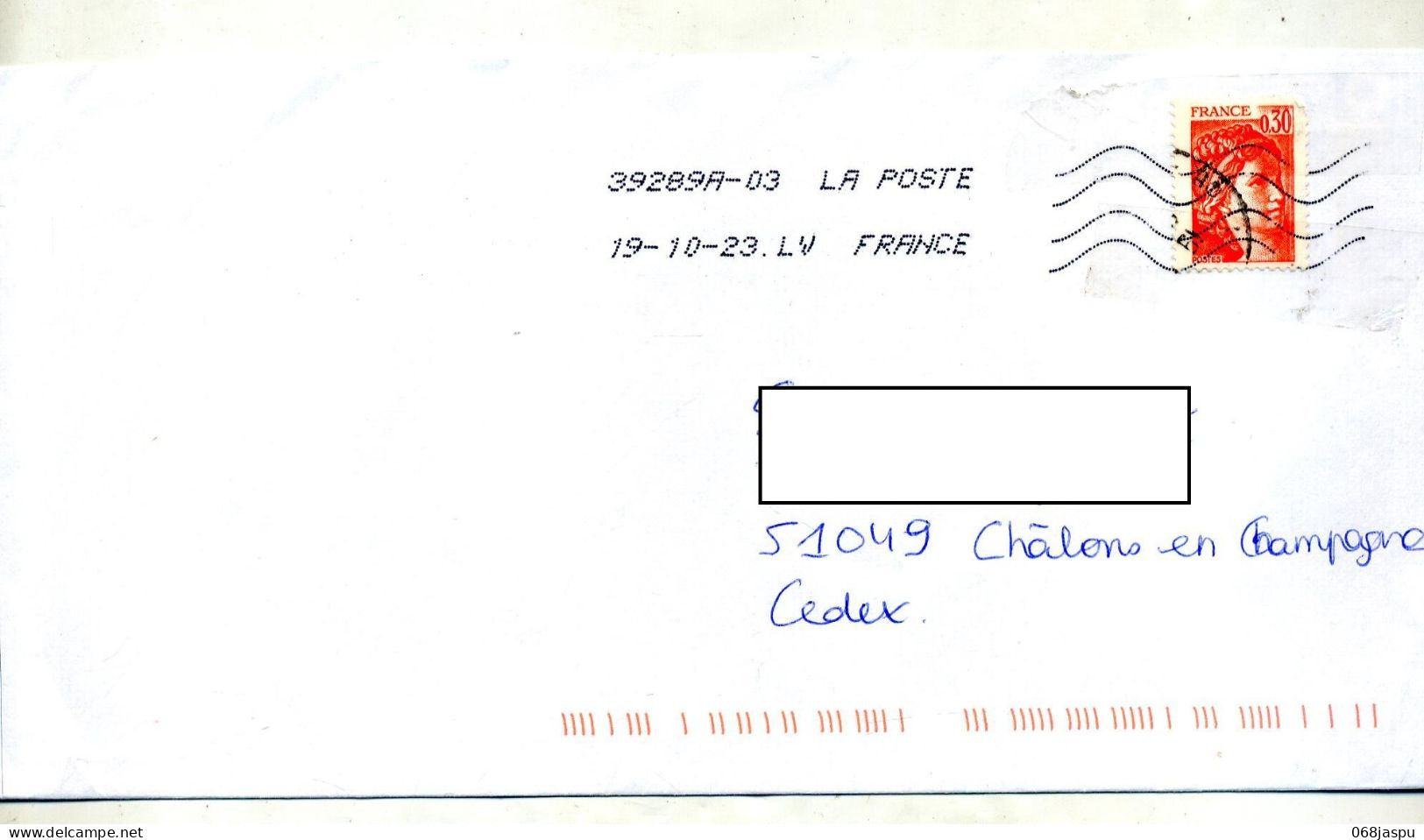 Lettre  Flamme Chiffree Index LV Sur Timbre Réutilisé Abus - Mechanical Postmarks (Advertisement)