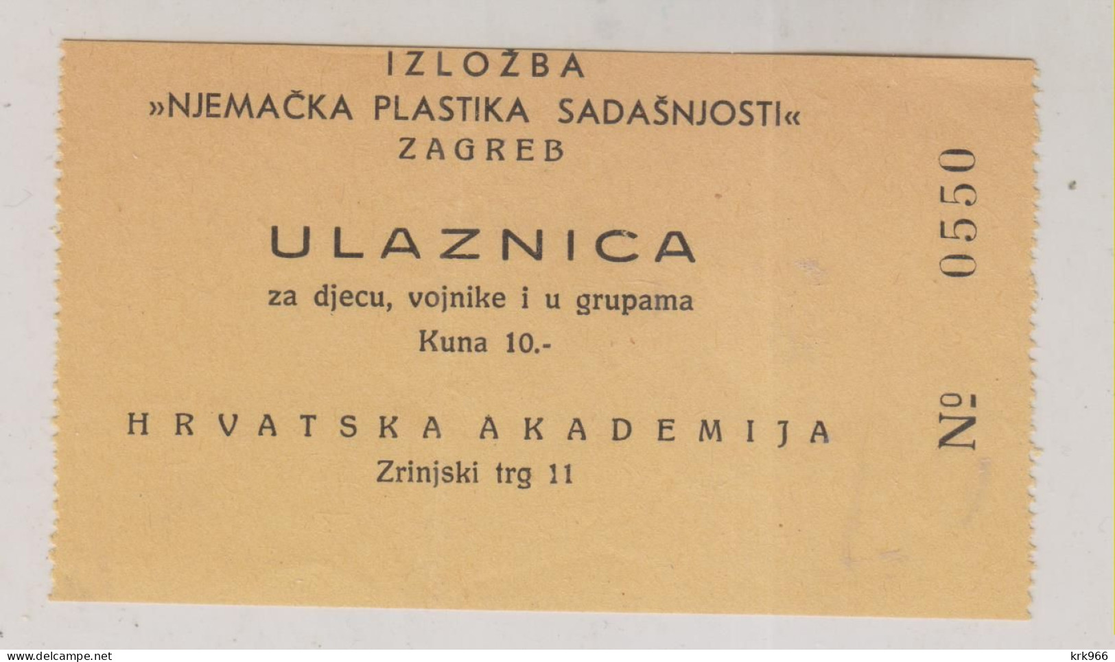 CROATIA WW II, 1942 GERMAN PLASTIC EXPO  ,ticket - Kroatien
