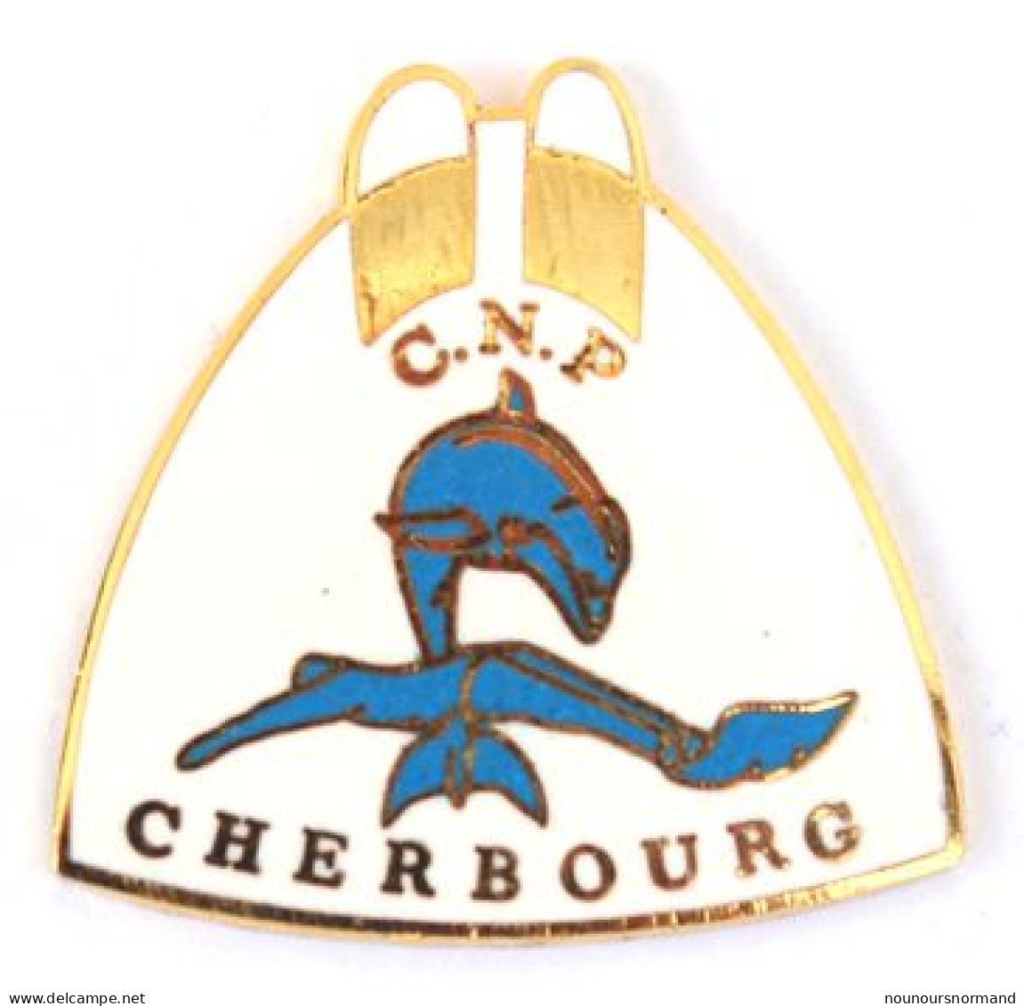 Pin's Cherbourg (50) - C.N.P - Cherbourg Natation Plongée - Dauphin - Sirène ? - N200 - Schwimmen