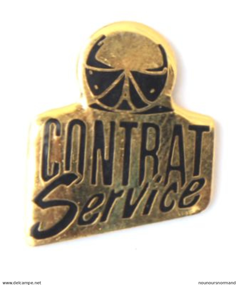 Pin's Doré CONTRAT SERVICE - Logo - N215 - Other & Unclassified