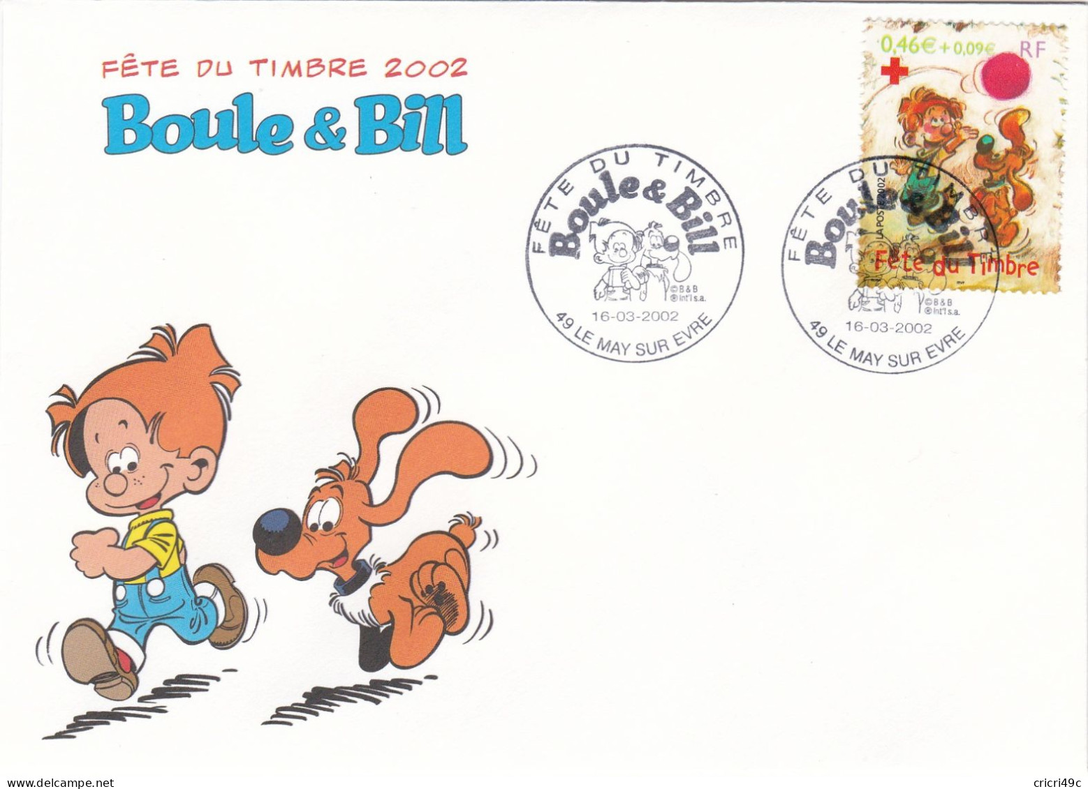 Fête Du Timbre 2002 Boule & Bill  Le 16-03-2002 - Storia Postale