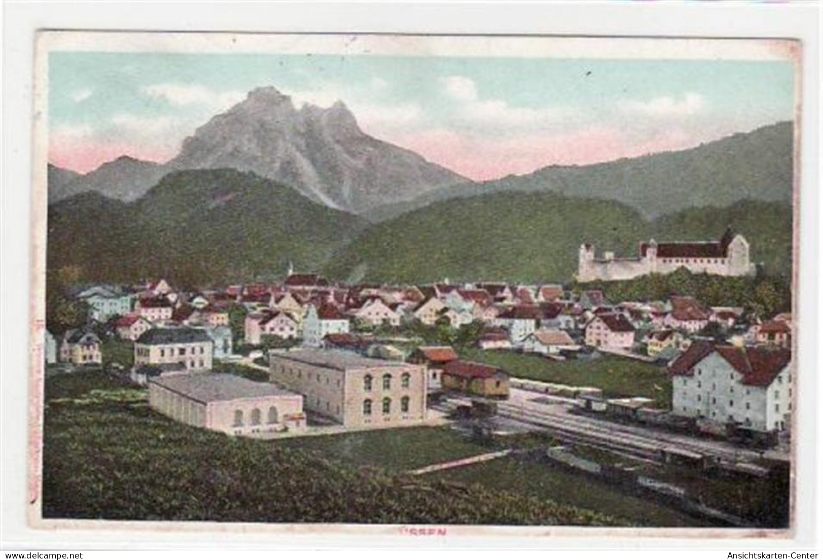 39027205 - Lithographie Fuessen Im Allgaeu. Totalansicht Bahnhof Gelaufen 1913 Kleiner Knick An Der Oberen Rechten Ecke - Kaufbeuren