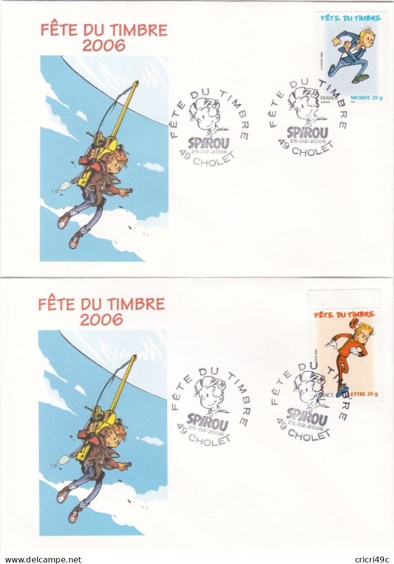 Fête Du Timbre 2006 Spirou  Le 25-02-2006   N° Y&T 3877 Et 3879 - Storia Postale