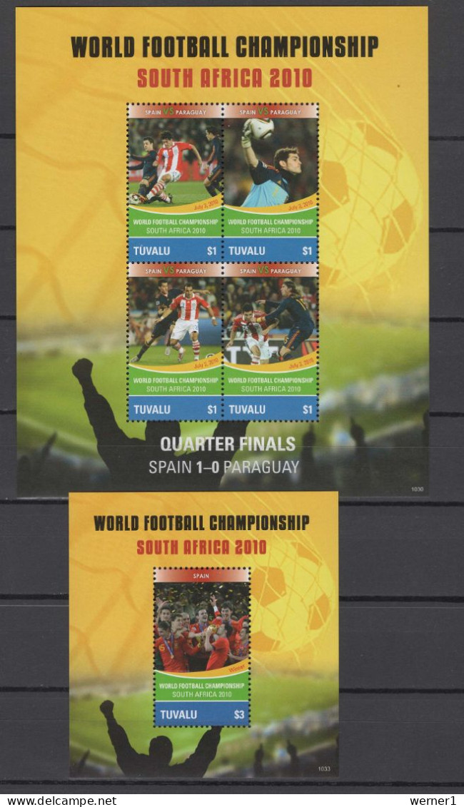 Tuvalu 2010 Football Soccer World Cup Set Of 7 Sheetlets + S/s MNH - 2010 – South Africa