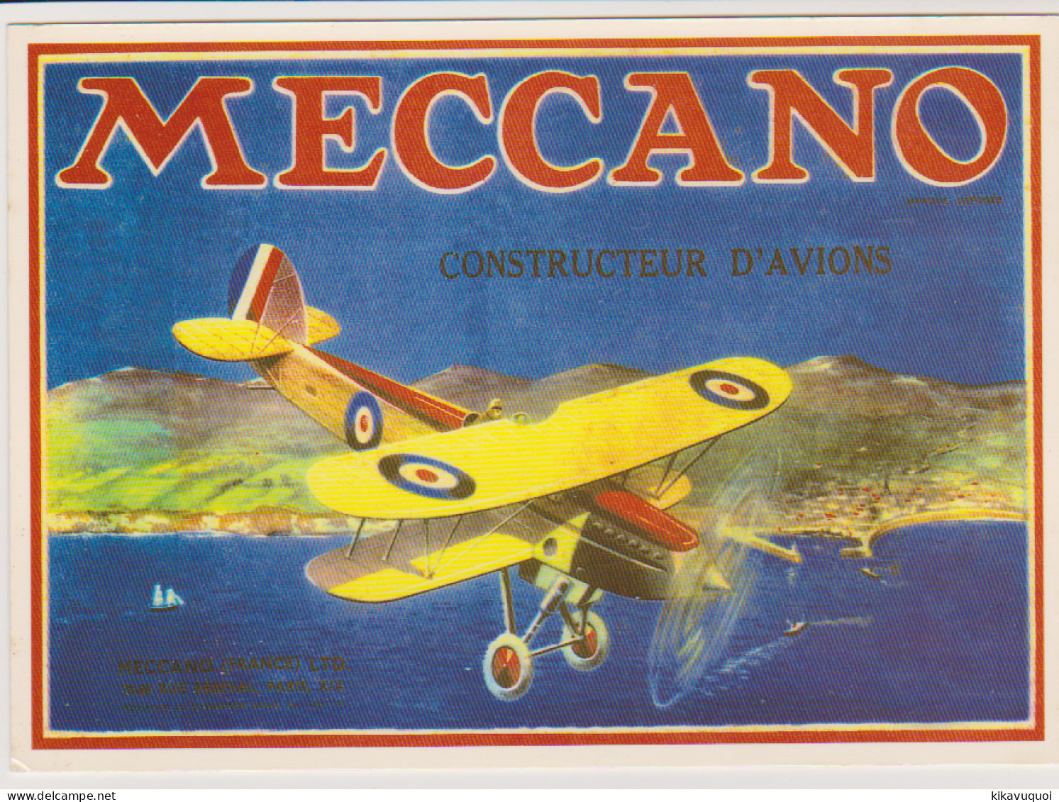 JOUETS MECCANO AVION - PUBLICITE RECLAME - CARTE POSTALE 10X15 CM NEUF - Andere & Zonder Classificatie