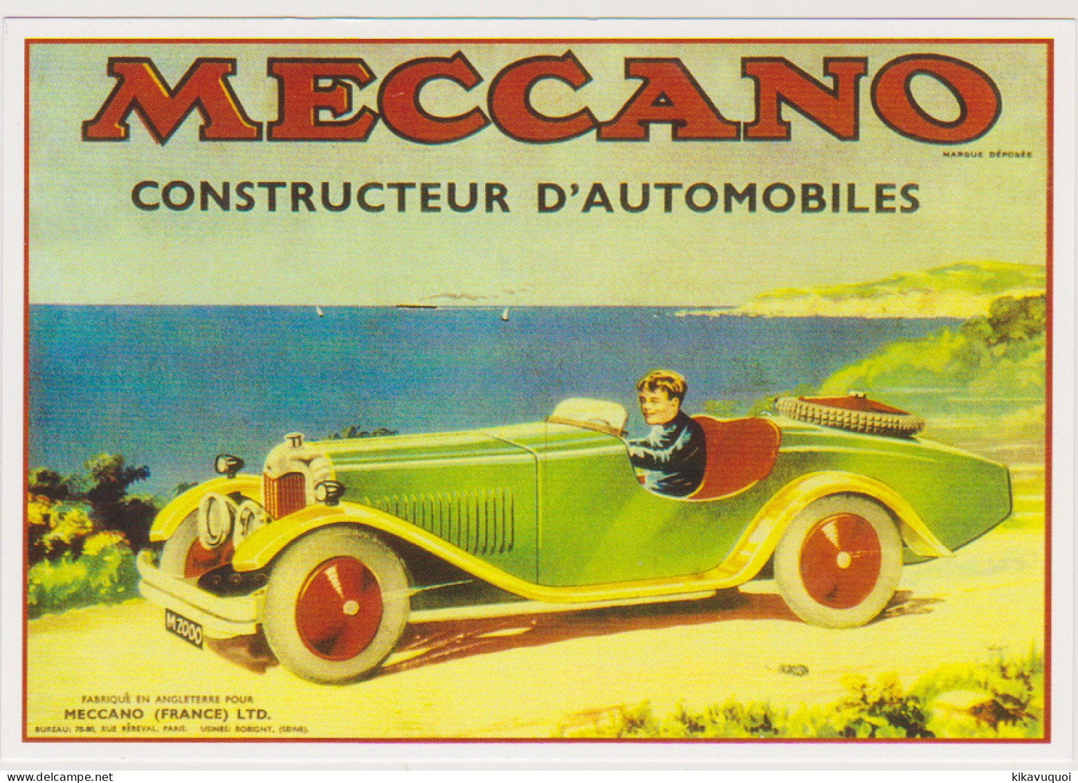 JOUETS MECCANO VOITURE VERTE - PUBLICITE RECLAME - CARTE POSTALE 10X15 CM NEUF - Sonstige & Ohne Zuordnung